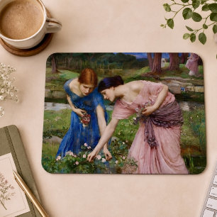 Vintage Romantic Garden Women Pre-Raphaelite Mouse Pad