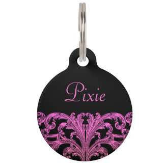 Vintage Romantic Goth in Pink & Black Personalised Pet Tag