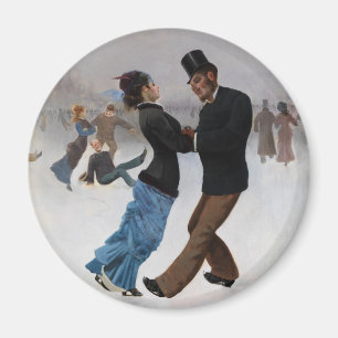 Vintage Romantic Ice Skaters Magnet