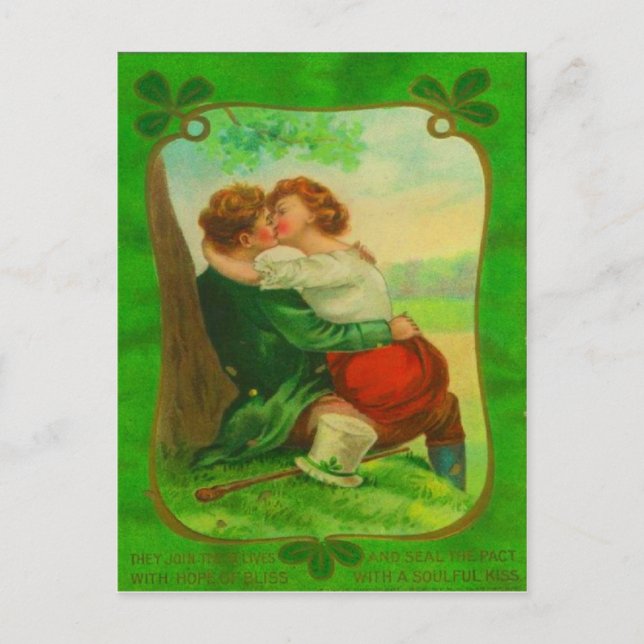 Vintage Romantic Irish Couple St Patrick's Day Postcard (Front)