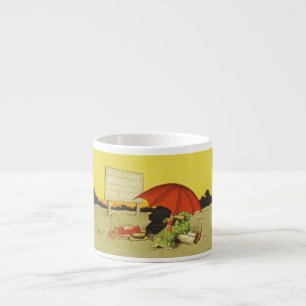 Vintage Romantic Kissing Couple Red Umbrella Funny Espresso Cup