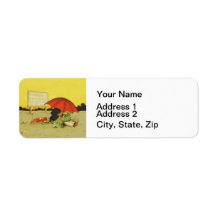 Vintage Romantic Kissing Couple Red Umbrella Funny Return Address Label