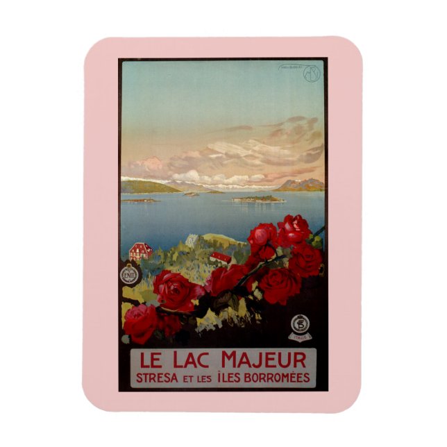 Vintage romantic Lake Maggiore Italian Travel Magnet (Vertical)
