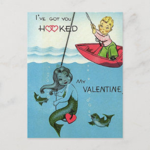 Vintage Romantic Mermaid Valentine's Day Postcard