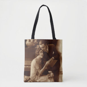 Vintage Romantic Music, Love and Romance Lovers Tote Bag