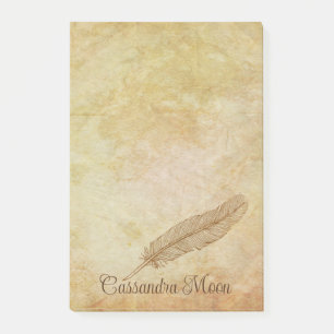 Vintage Romantic Parchment Quill Pen Personalised Post-it Notes