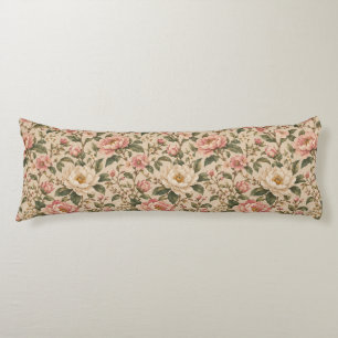 Vintage Romantic Peony & Rose Garden Pattern Body Cushion