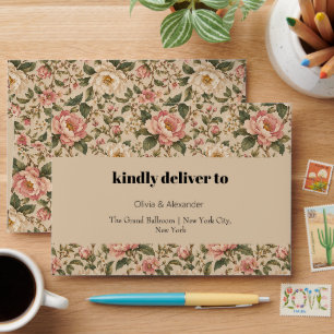 Vintage Romantic Peony & Rose Garden Pattern Envelope