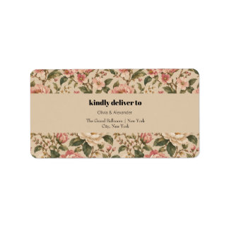 Vintage Romantic Peony & Rose Garden Pattern Label