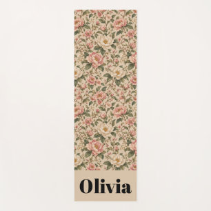 Vintage Romantic Peony & Rose Garden Pattern Yoga Mat