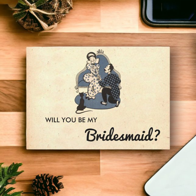 Vintage Romantic proposal Couple Bridesmaid Card (Creator Uploaded)