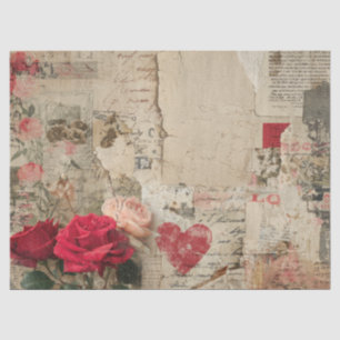Vintage Romantic Rose Collage (4) Tissue Paper
