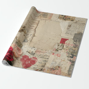 Vintage Romantic Rose Collage (4) Wrapping Paper