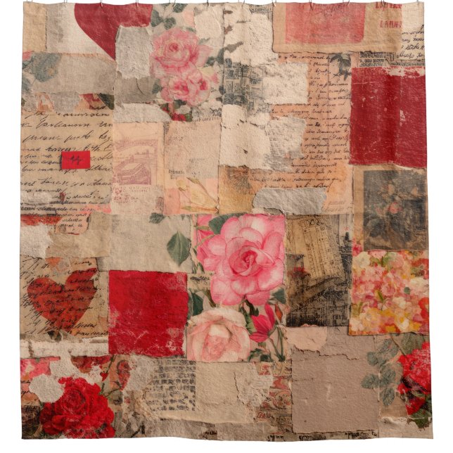Vintage Romantic Rose Collage (5) Shower Curtain (Front)