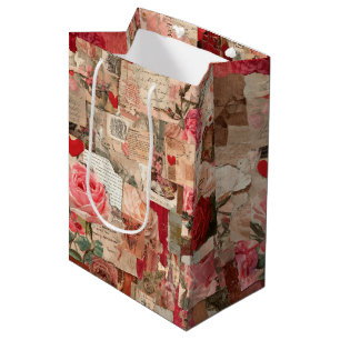 Vintage Romantic Rose Collage (7) Medium Gift Bag