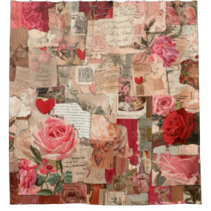 Vintage Romantic Rose Collage (7) Shower Curtain