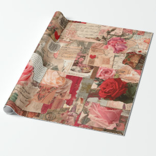 Vintage Romantic Rose Collage (7) Wrapping Paper
