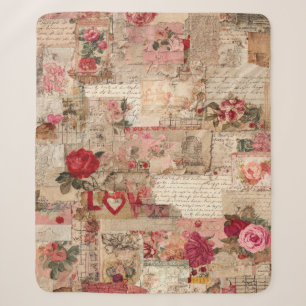Vintage Romantic Rose Collage (8) Sherpa Blanket