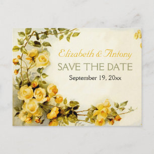 Vintage romantic roses wedding Save the Date Announcement Postcard