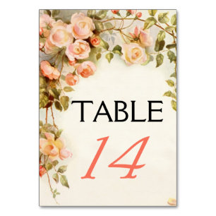 Vintage romantic roses wedding table number