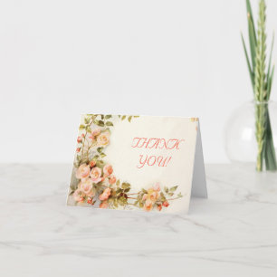 Vintage romantic roses wedding Thank You Card