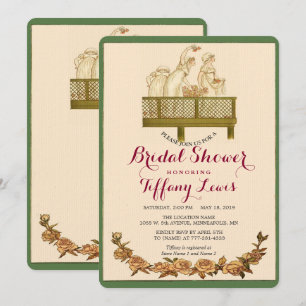 Vintage Romantic Rustic Floral Bridal Shower Invitation