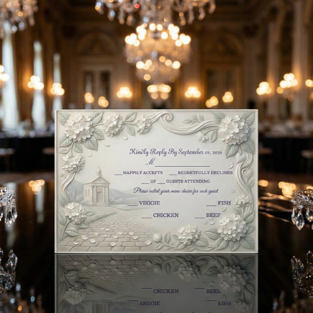 Vintage Romantic Sage Cream Hydrangea RSVP Card (Creator Uploaded)