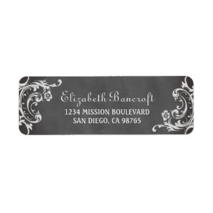 Vintage romantic scroll chalkboard return address label