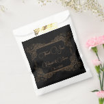 Vintage Romantic Steampunk Fairytale "Thank You" Favour Bag<br><div class="desc">Vintage Victorian fairy tale steampunk goth themed wedding design. Delicate gold tracery on black. Personalise with the names of the bride and groom and the date.</div>