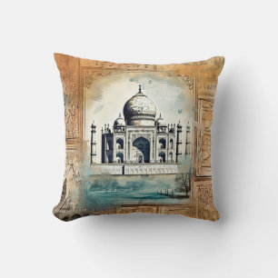 Vintage Romantic Taj Mahal Cushion