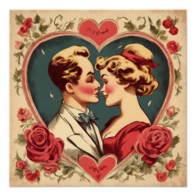 Vintage Romantic Valentine's Day Couple  Poster (Front)