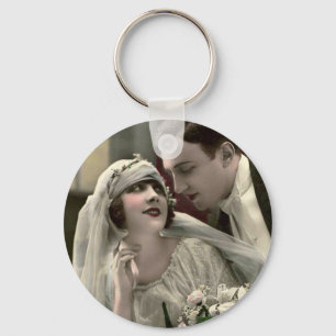 Vintage Romantic Wedding Key Ring