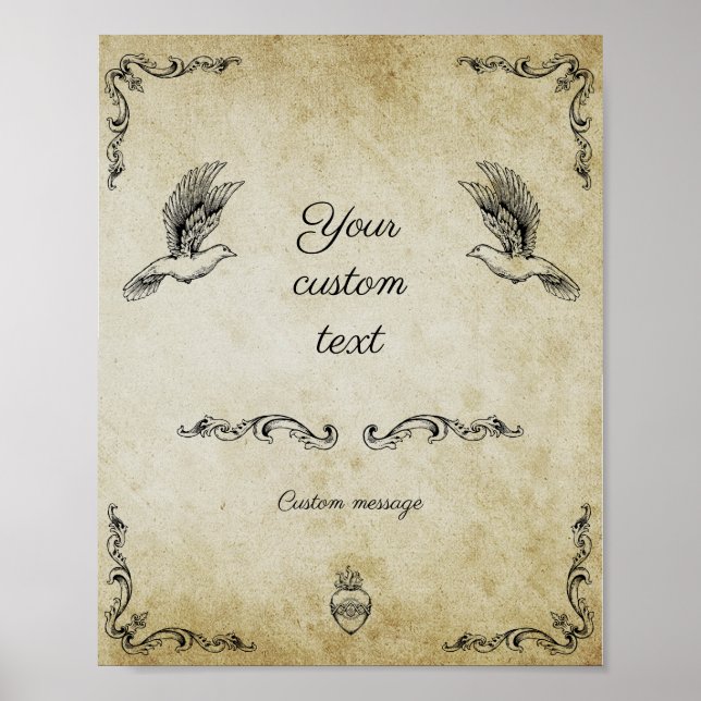 Vintage romantic wedding sign (Front)