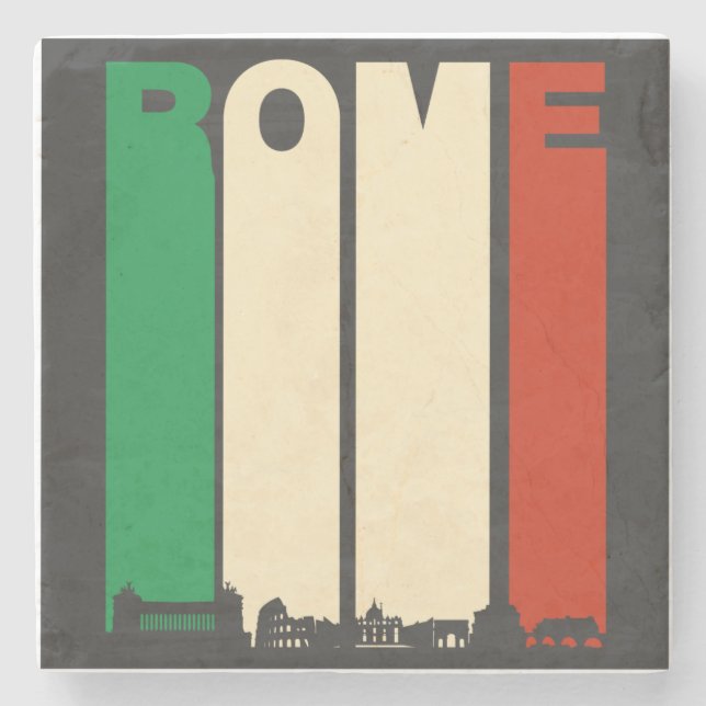 Vintage Rome Cityscape Stone Coaster (Front)