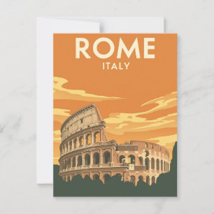 Vintage Rome Colosseum Italy Travel Poster Postcard