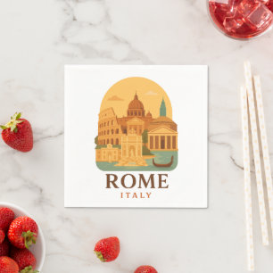Vintage Rome Colosseum & Pantheon Napkins Retro
