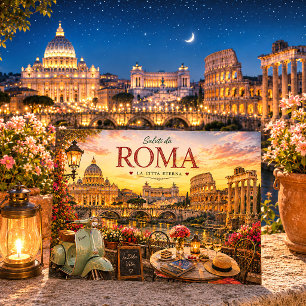 Vintage Rome Italian Popular City Destination Holiday Postcard