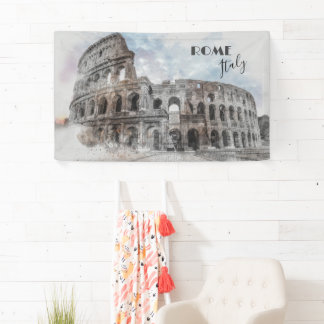 Vintage Rome Italy Colosseum Travel Art Banner