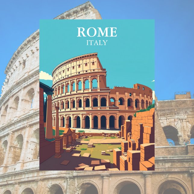 Vintage Rome Italy Colosseum Travel Postcard (Rome, Italy Colosseum Travel)