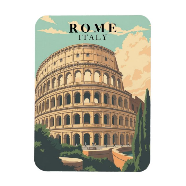 Vintage Rome Italy Souvenir Iconic Colosseum Magnet (Vertical)