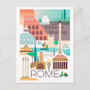 Vintage Rome, Italy, Travel Poster Postcard