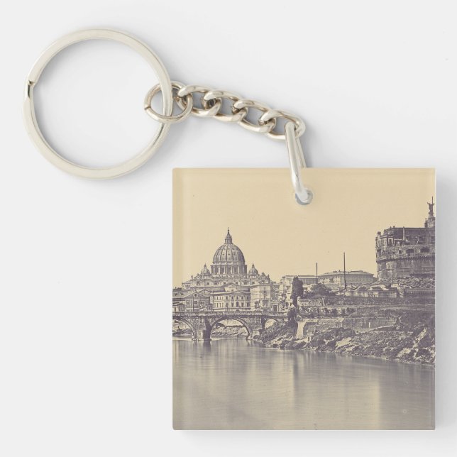 Vintage Rome Tiber Castle And Vatican Fine Art Key Ring (Front)