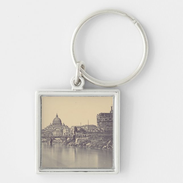 Vintage Rome Tiber Castle And Vatican Fine Art Key Ring (Front)