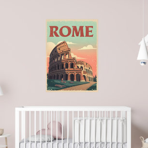 Vintage Rome Travel Poster – Retro Colosseum Wall 