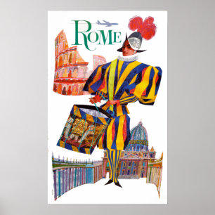 Vintage Rome Travel Swiss Guard Poster