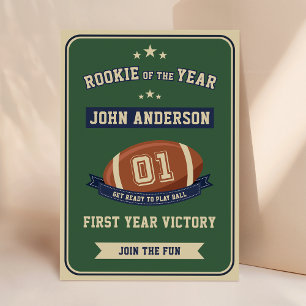 Vintage Rookie Of The Year Football 1st Birthday Invitation