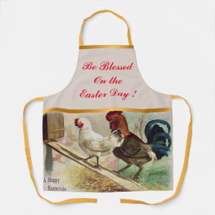 Vintage Rooster And Chicken Easter Apron