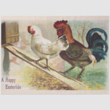 Vintage Rooster And Chicken Easter Holiday