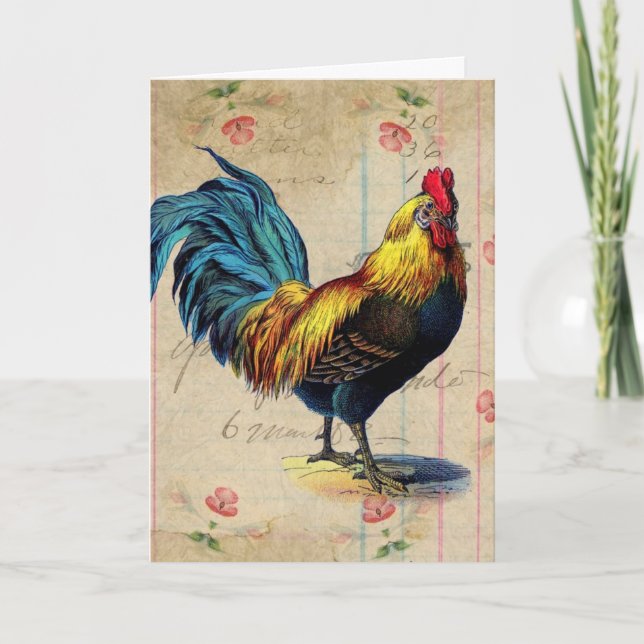 Vintage Rooster, Birthday Card (Front)