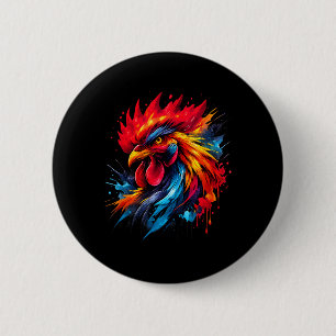 Vintage Rooster Chicken Fight Enthusiast Painted _ 6 Cm Round Badge